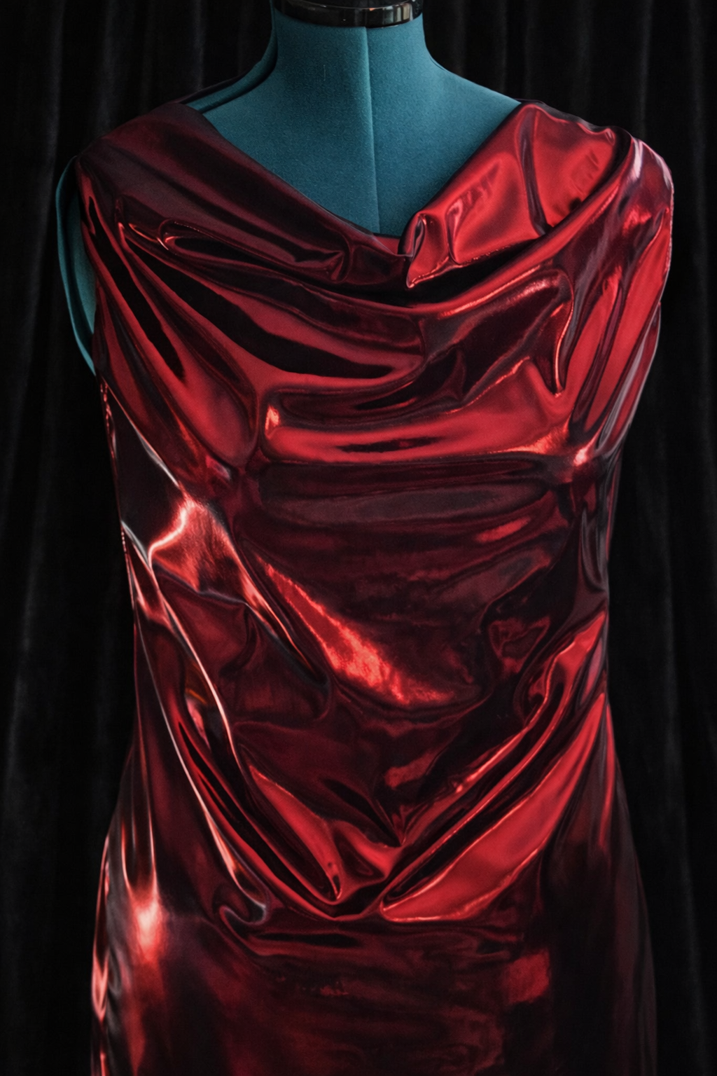 Reb/Black Liquid Asymmetric Dress